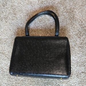 Elegant Vintage Black Ostrich Handbag